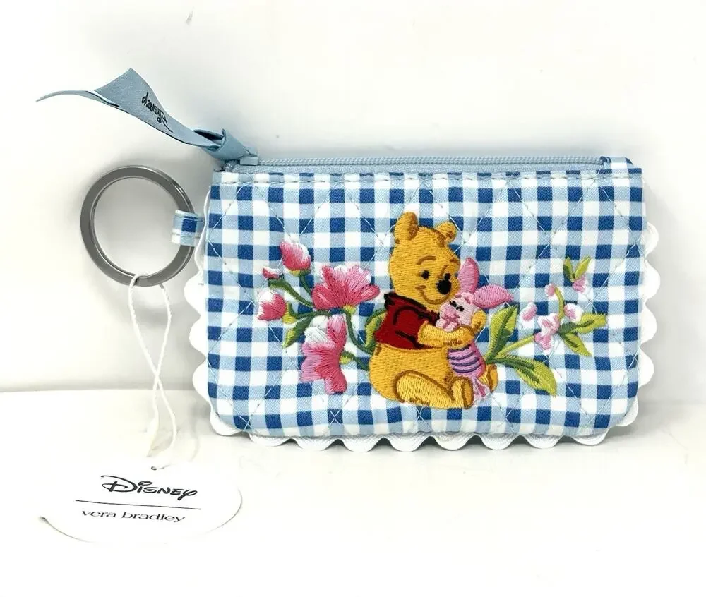 Vera Bradley Disney Winnie The Pooh Zip ID Card Case Pouch Wallet NWT Gingham